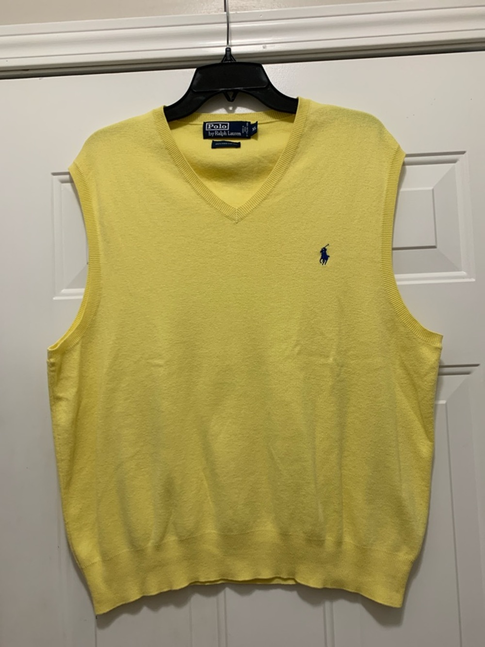 Polo by Ralph Lauren 100% Cotton Yellow Sweater Vest with Navy Pony Size XL